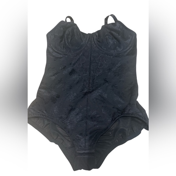 Flexees Black Floral Shapewear Bodysuit - Picture 2 of 6